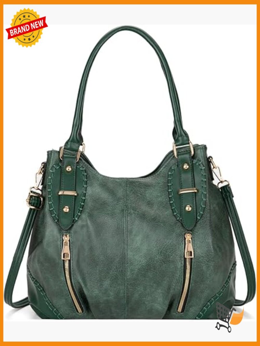 Vintage Large Leather Tote Handbag, Soft Hobo Shoulder Bag Satchel with